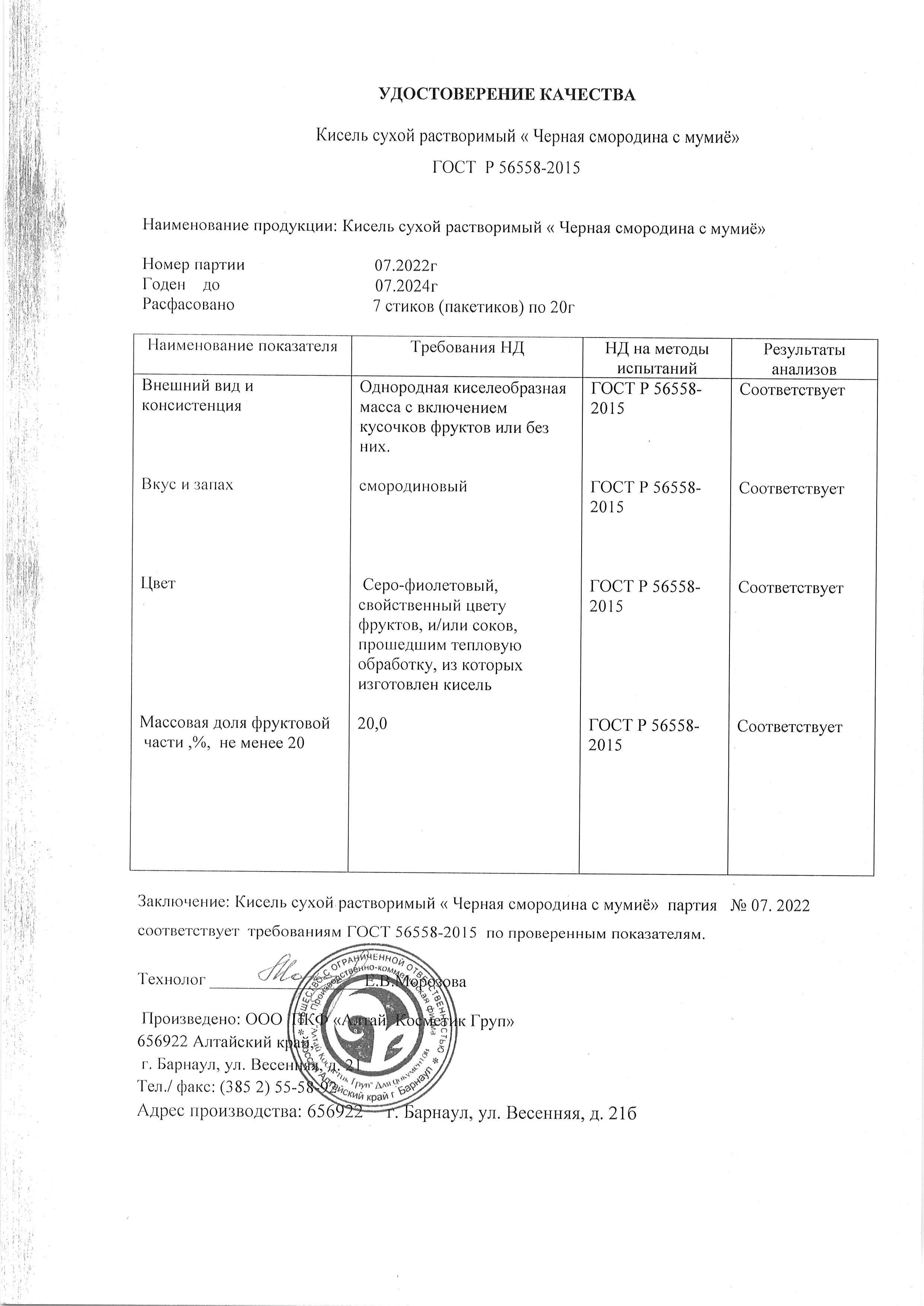 Паспорт №072022